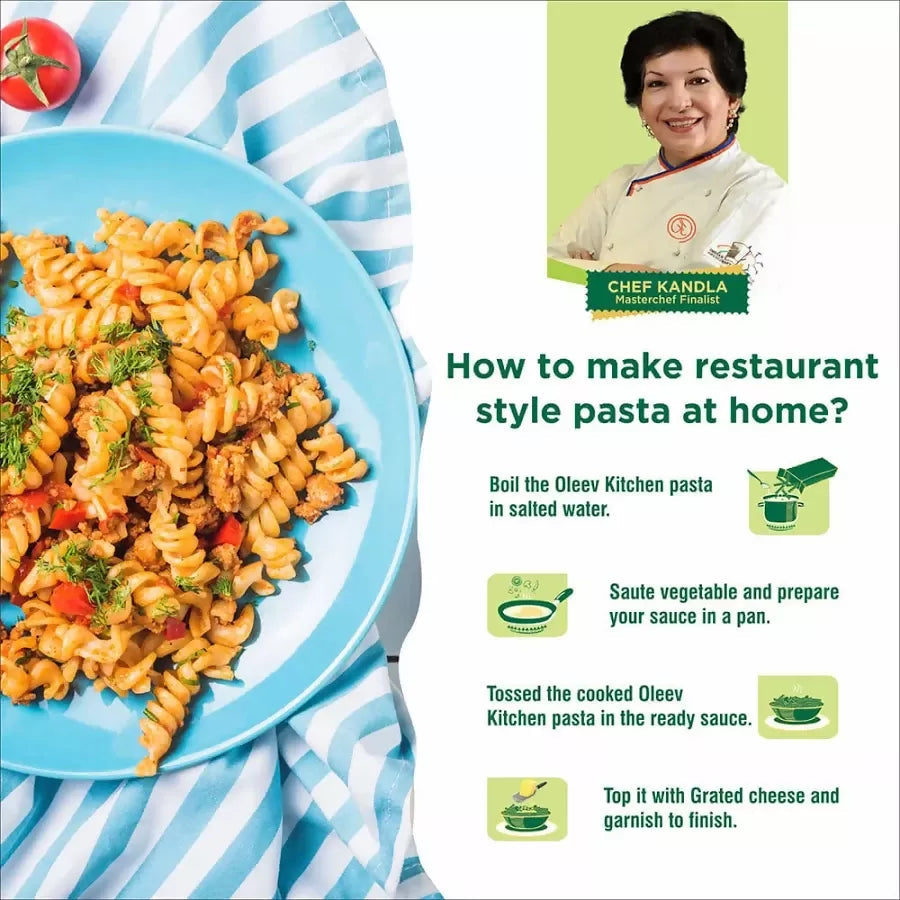 Oleev Kitchen Fusilli Pasta, Durum Wheat, 400g HalfPe - FW -TPT