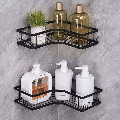 Iron Coating Self-adhesive Corner Shelf Organizer (2 Pc)