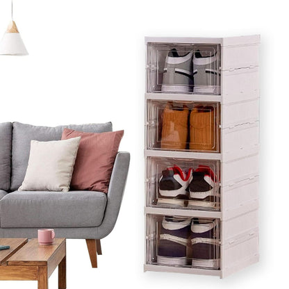Multi-Purpose Storage Rack 4-Tier Foldable Shelf for Clothes & Pantry