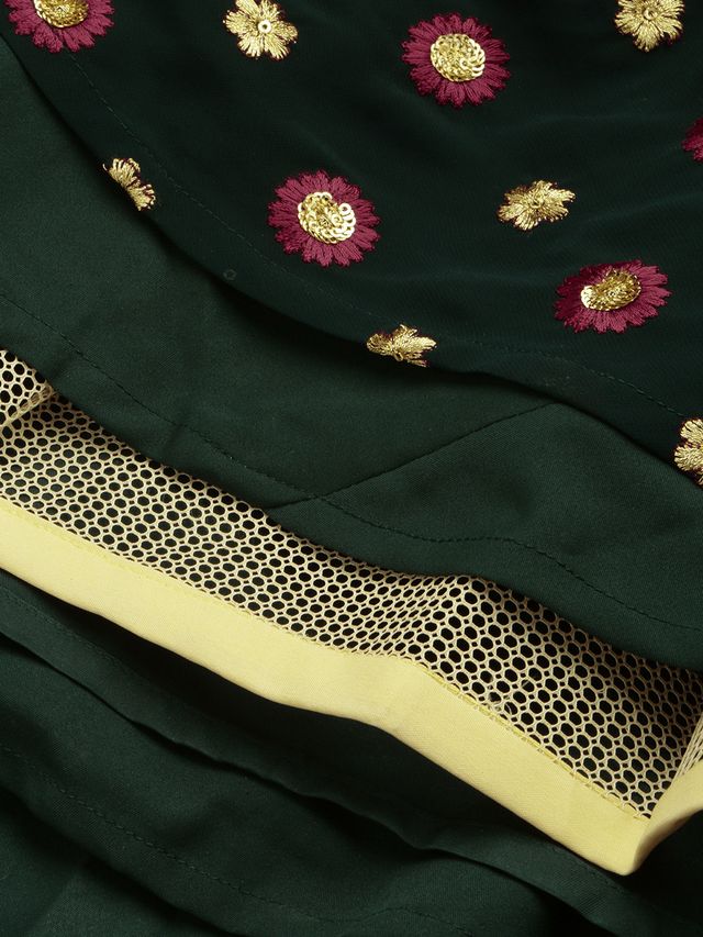 Bollywood Vogue Ready To Wear Green Crop Top N Skirt Co Ords