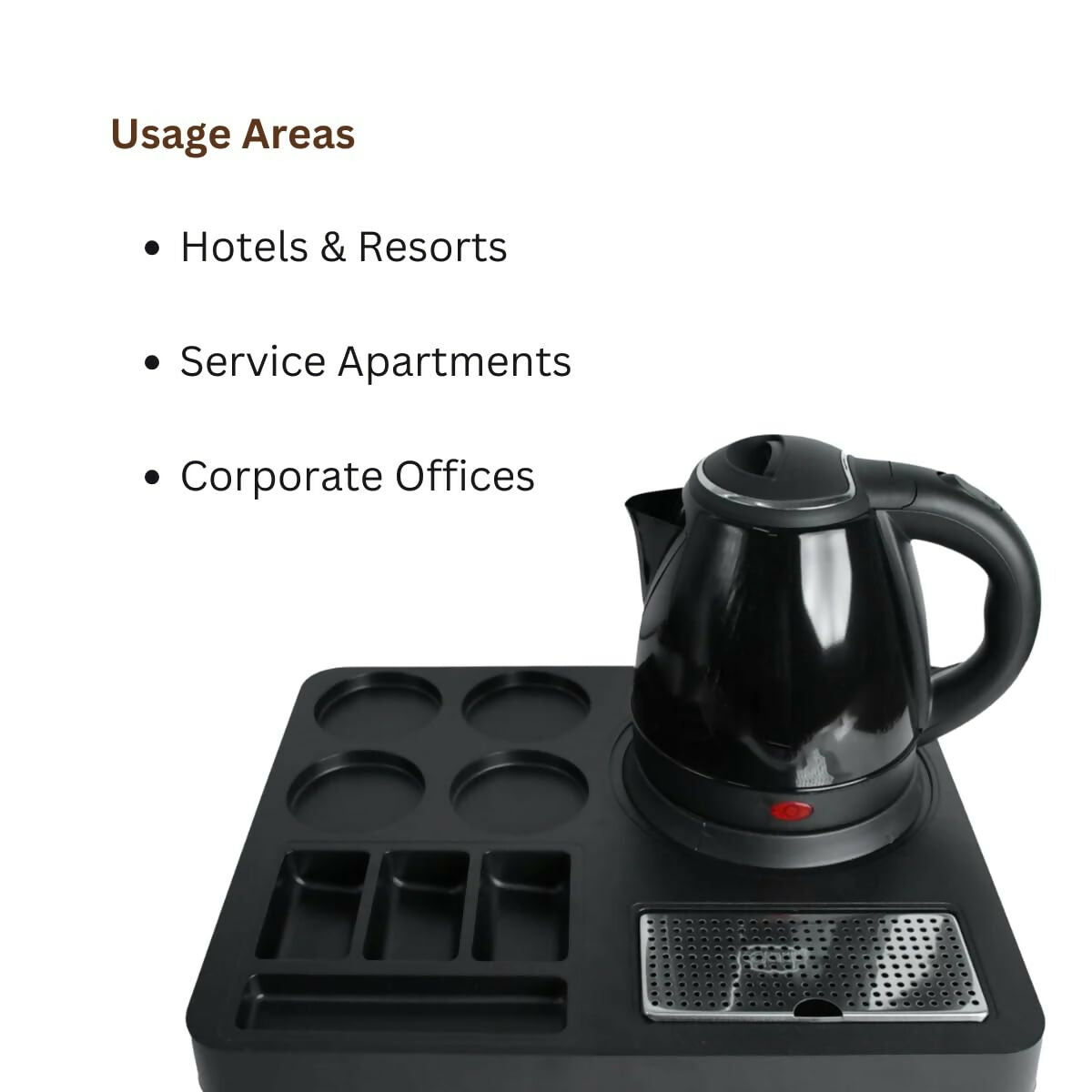 Premium Hospitality ABS Plastic Kettle Tray: Serve Sophistication | Hotel Room Tea Tray | Compatible with All Electric Kettle