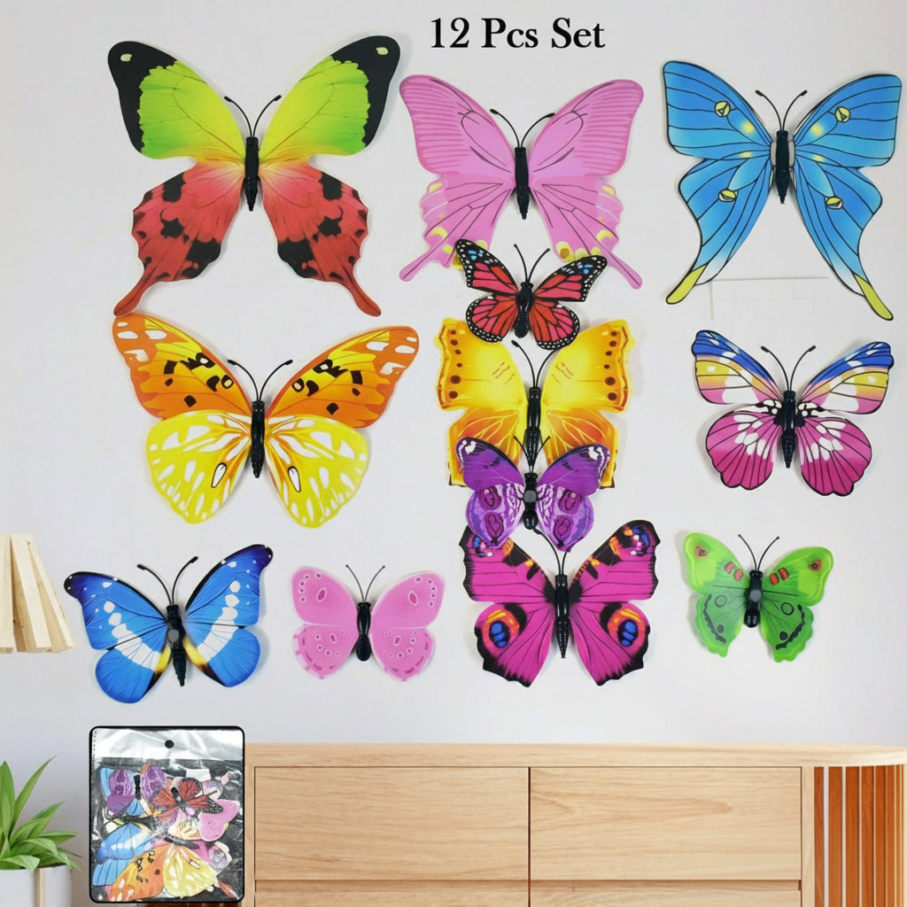 Decorative Colorful Butterfly Wall Stickers (12 Pc  Set)