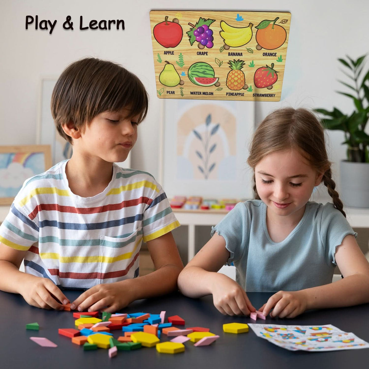 Wooden Fruits Puzzle Learning Educational Board (1 Set  2820 Cm) HP DD