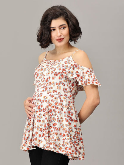 Lavishly Loved Floral Maternity And Nursing Top - MAT-SD-CRM-S