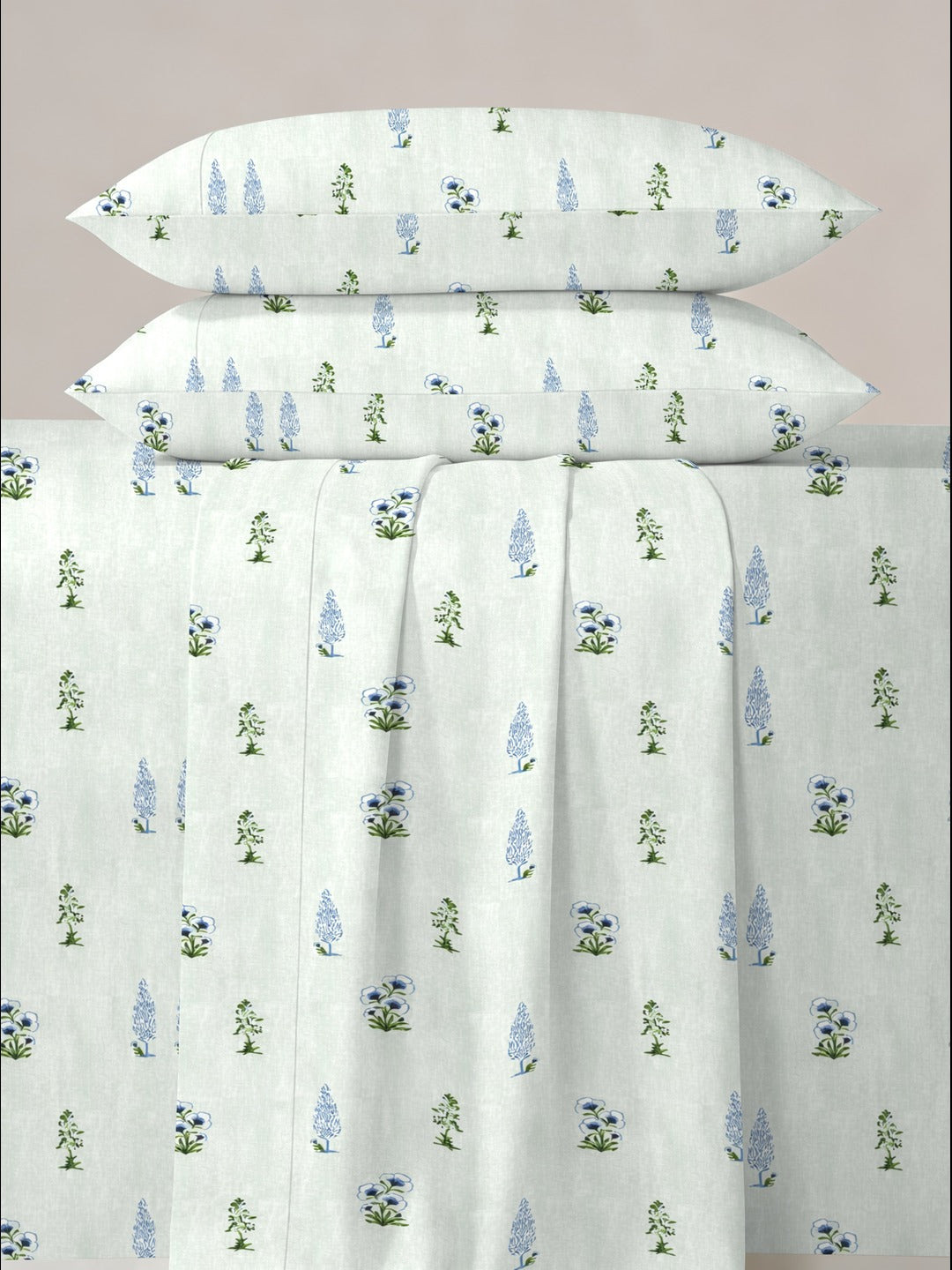Petal 100% Pure Cotton Collection Percale Super King Bedsheet With 2 Pillow Covers