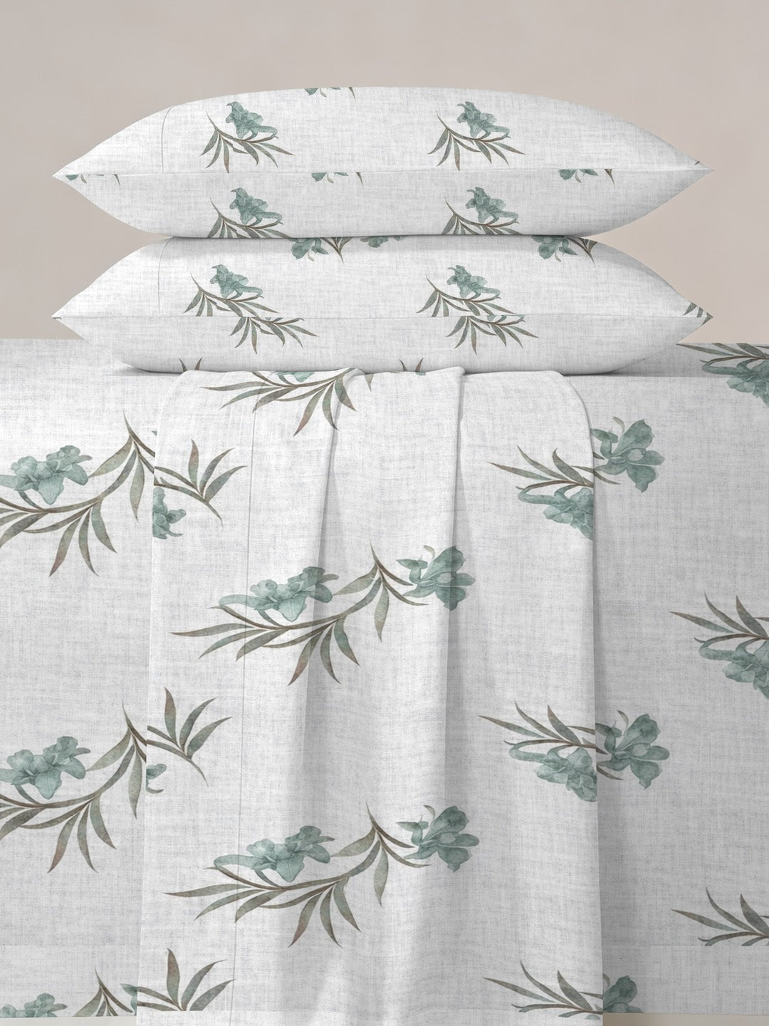 Petal 100% Pure Cotton Collection Premium Percale Queen Bedsheet With 2 Pillow Covers