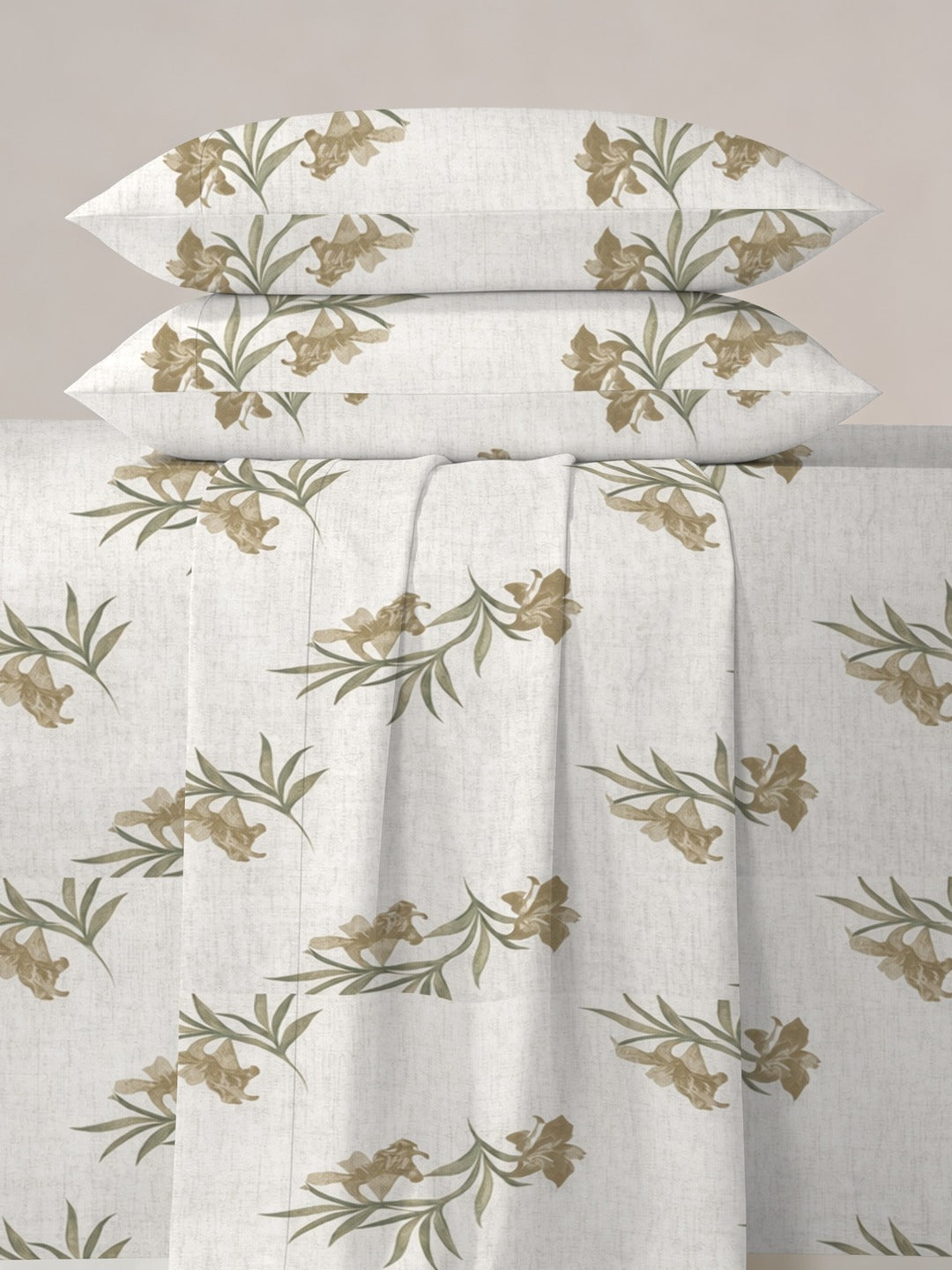 Petal 100% Pure Cotton Collection Premium Percale Queen Bedsheet With 2 Pillow Covers
