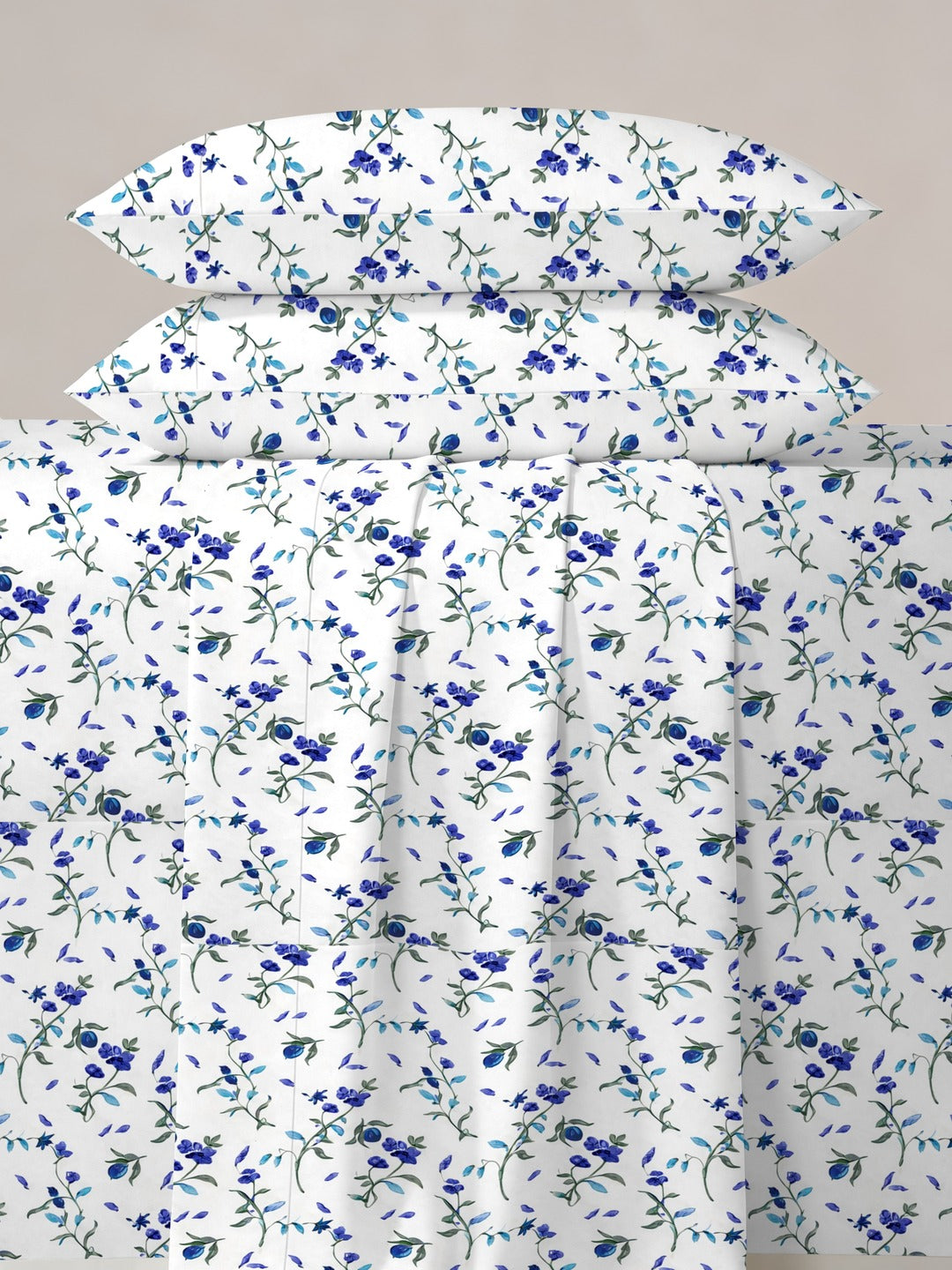 Petal 100% Pure Cotton Collection Percale Super King Bedsheet With 2 Pillow Covers