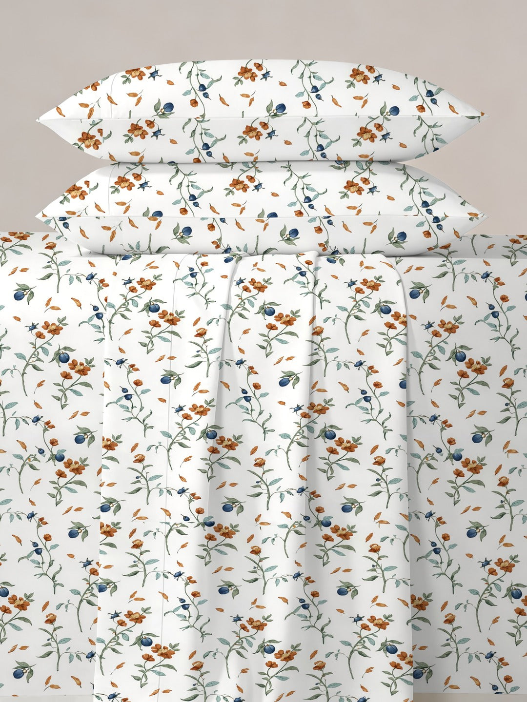 Petal 100% Pure Cotton Collection Percale Super King Bedsheet With 2 Pillow Covers