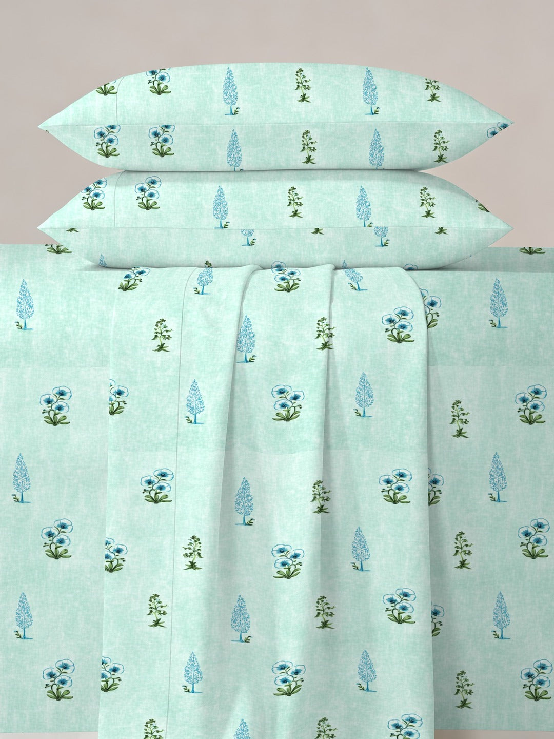 Petal 100% Pure Cotton Collection Percale Super King Bedsheet With 2 Pillow Covers