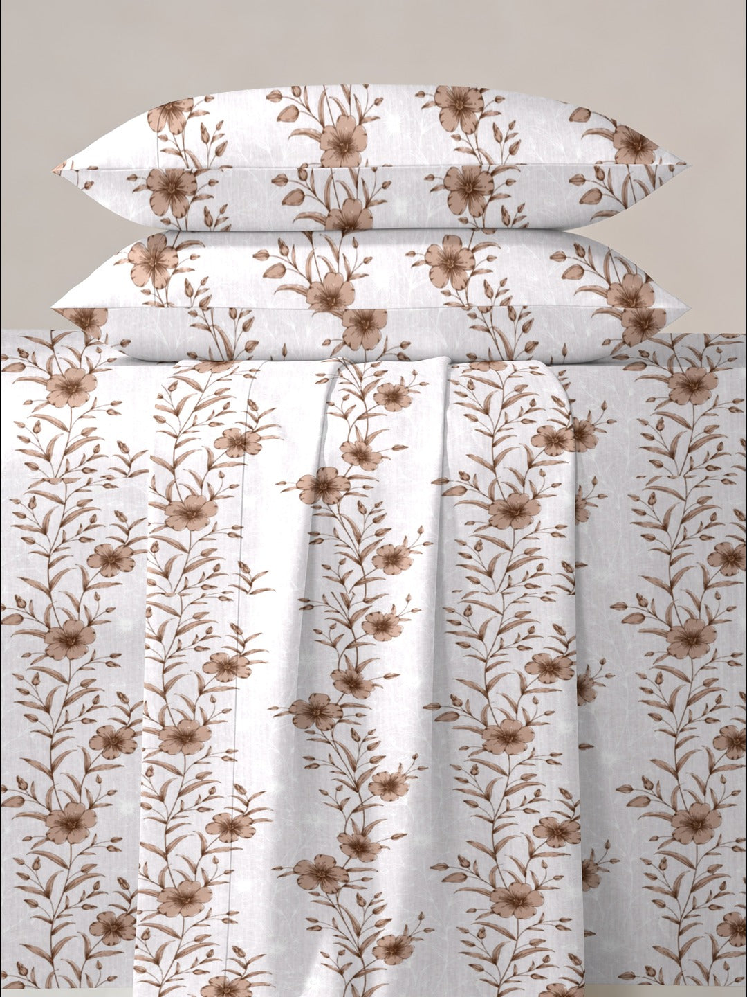 Petal 100% Pure Cotton Collection Percale Super King Bedsheet With 2 Pillow Covers