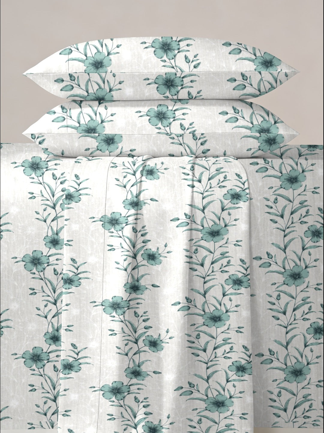 Petal 100% Pure Cotton Collection Percale Super King Bedsheet With 2 Pillow Covers(DELETE)
