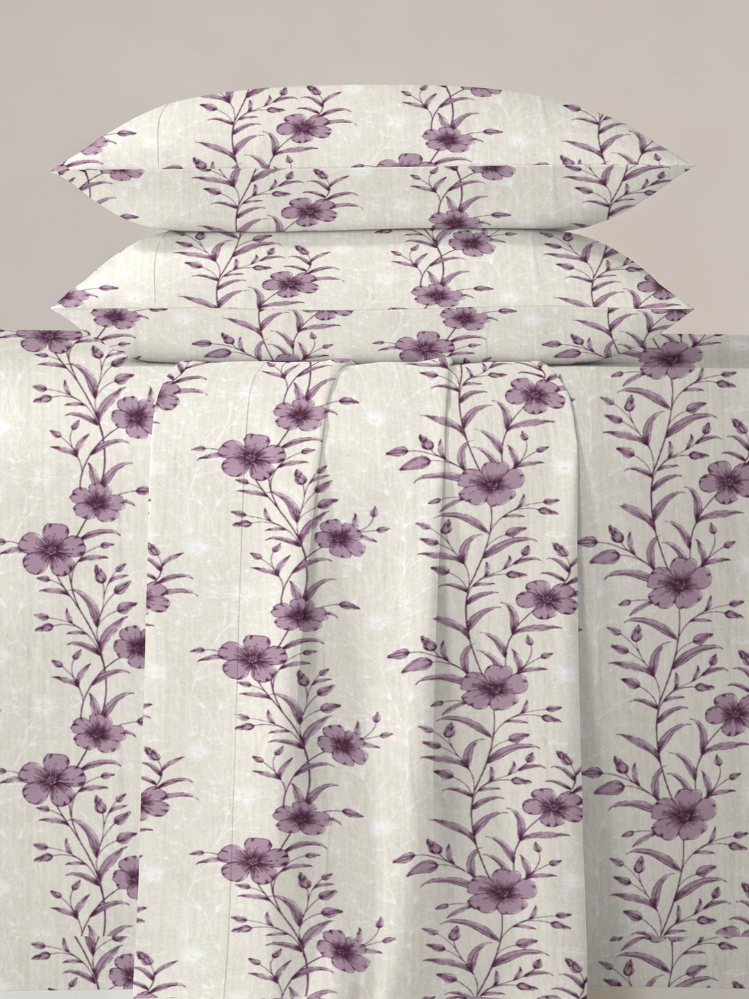 Petal 100% Pure Cotton Collection Percale Super King Bedsheet With 2 Pillow Covers