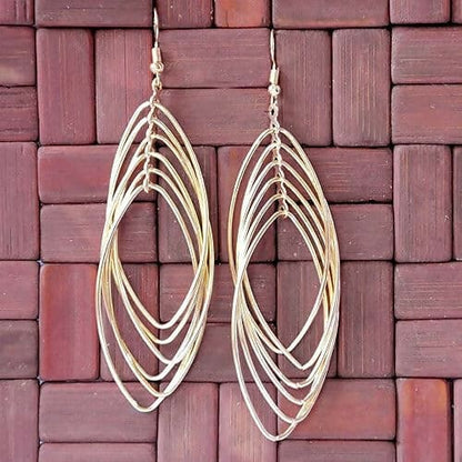 Trendy Gold Plated Big Large Size Multiple Hoops in One Earring Long for Girls & Women