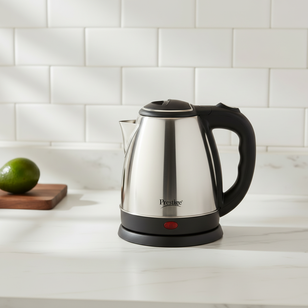 Prestige PKOSS 1.5 Electric Kettle Stainless Steel – 1.5 Litre Fast Boiling Kettle HalfPe - FW -TPT