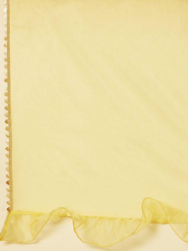 Bollywood Vogue Ready To Wear Yellow Organza Embroidered Anarkali Suit