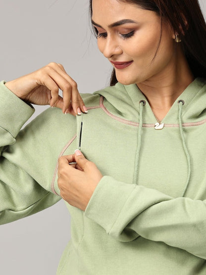 Leaf Me Be Maternity and Nursing Hoodie Sweatshirt - MAT-SD-PSGHS-S