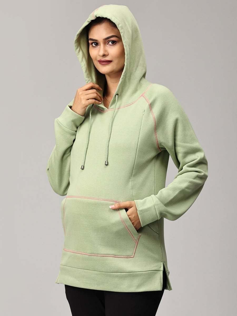 Leaf Me Be Maternity and Nursing Hoodie Sweatshirt - MAT-SD-PSGHS-S