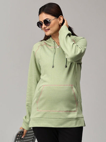 Leaf Me Be Maternity and Nursing Hoodie Sweatshirt - MAT-SD-PSGHS-S