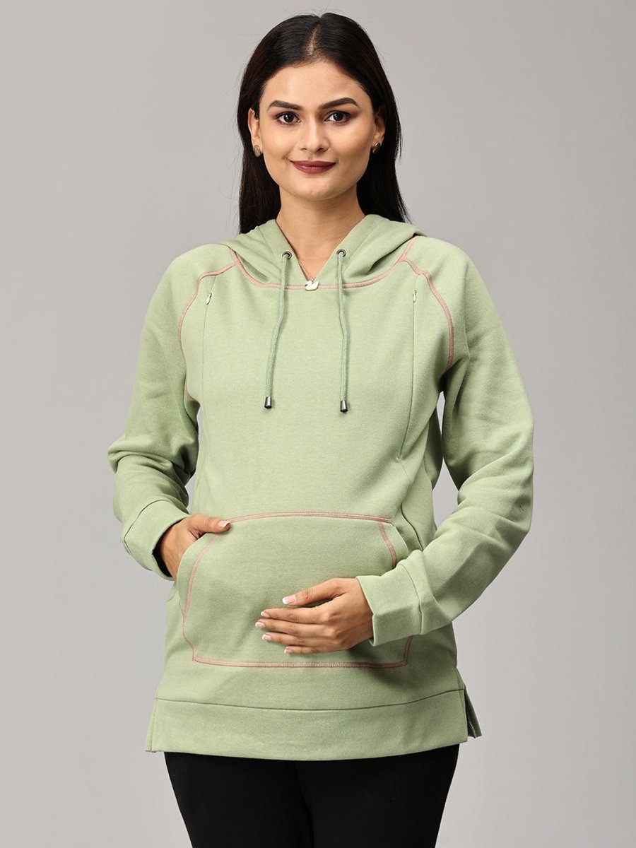 Leaf Me Be Maternity and Nursing Hoodie Sweatshirt - MAT-SD-PSGHS-S