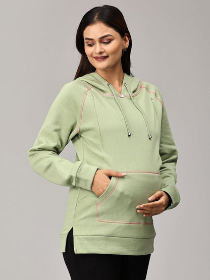 Leaf Me Be Maternity and Nursing Hoodie Sweatshirt - MAT-SD-PSGHS-S