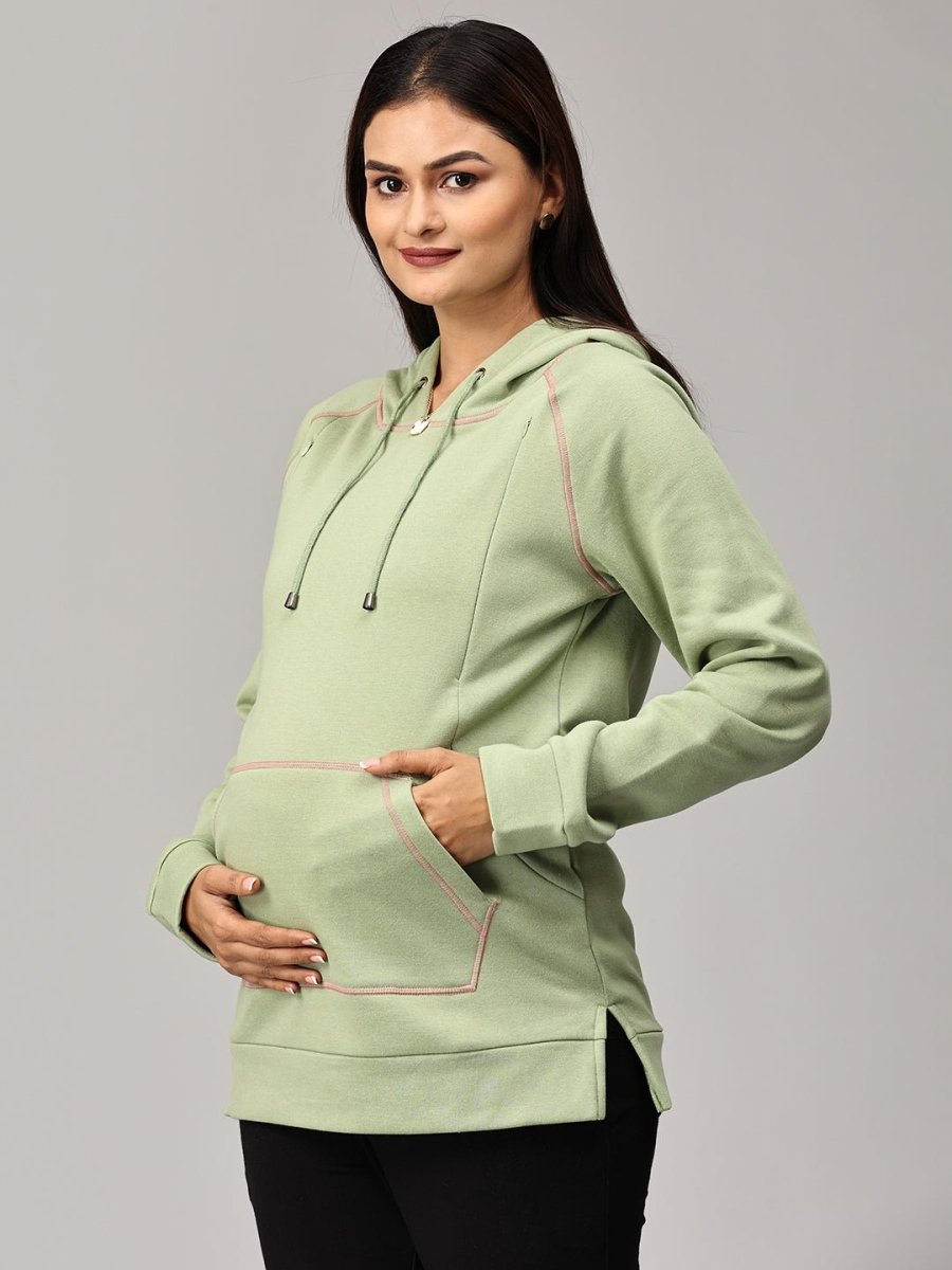 Leaf Me Be Maternity and Nursing Hoodie Sweatshirt - MAT-SD-PSGHS-S