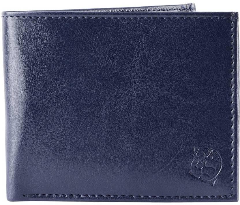 ZEVORA Men Blue Genuine Leather Wallet (6 Card Slots) - HalfPe