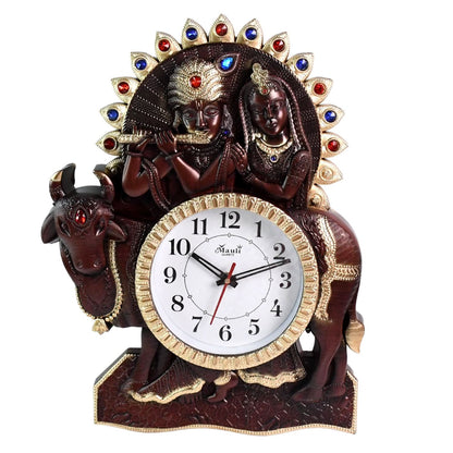 Analog Wall Clock with Radha Krishna Frame – Stylish & Spiritual Décor