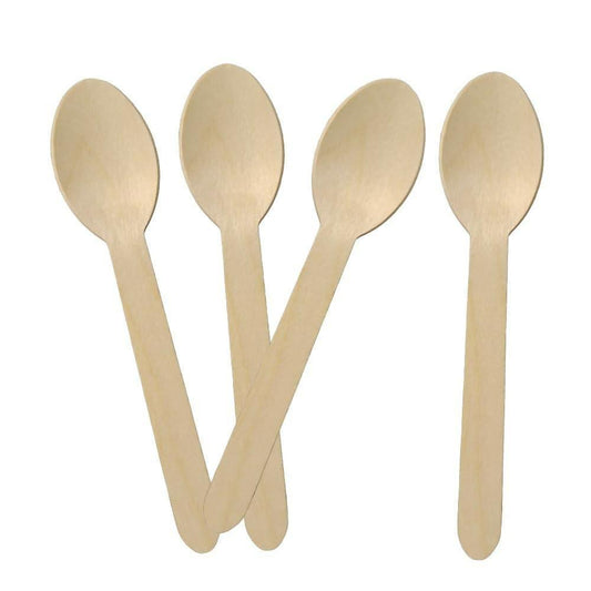 Global Dispo Wooden Spoons (Pack of 20) (140 MM) - HalfPe