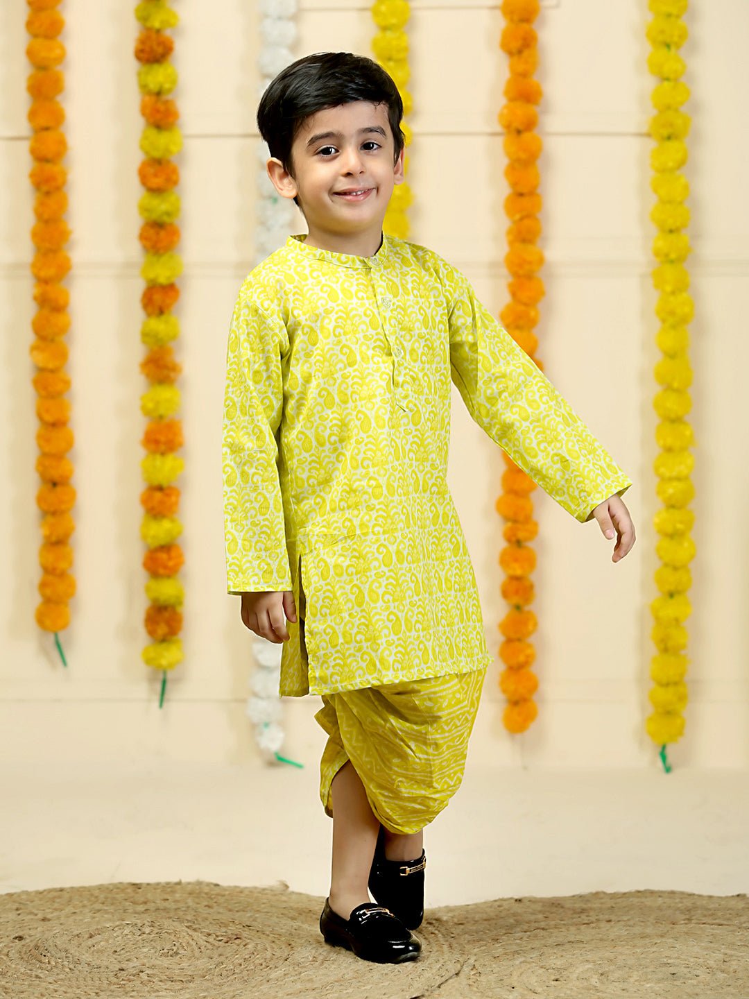 Lime Twist Boys Dhoti Kurta Set