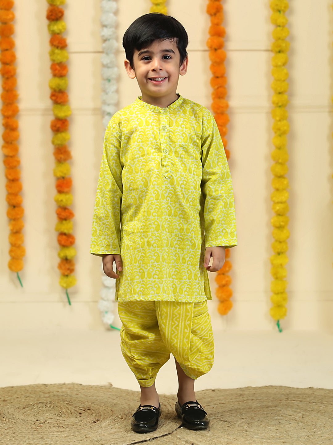 Lime Twist Boys Dhoti Kurta Set