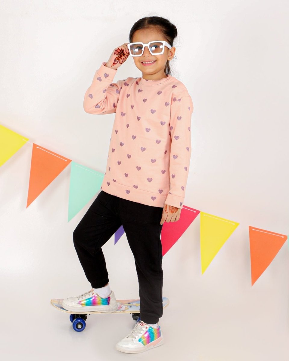 Little Shiny Hearts Kids Sweatshirt - KS-PAOHR-1-2