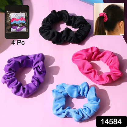Soft Elastic Hair Scrunchies - (Pack of 4)
