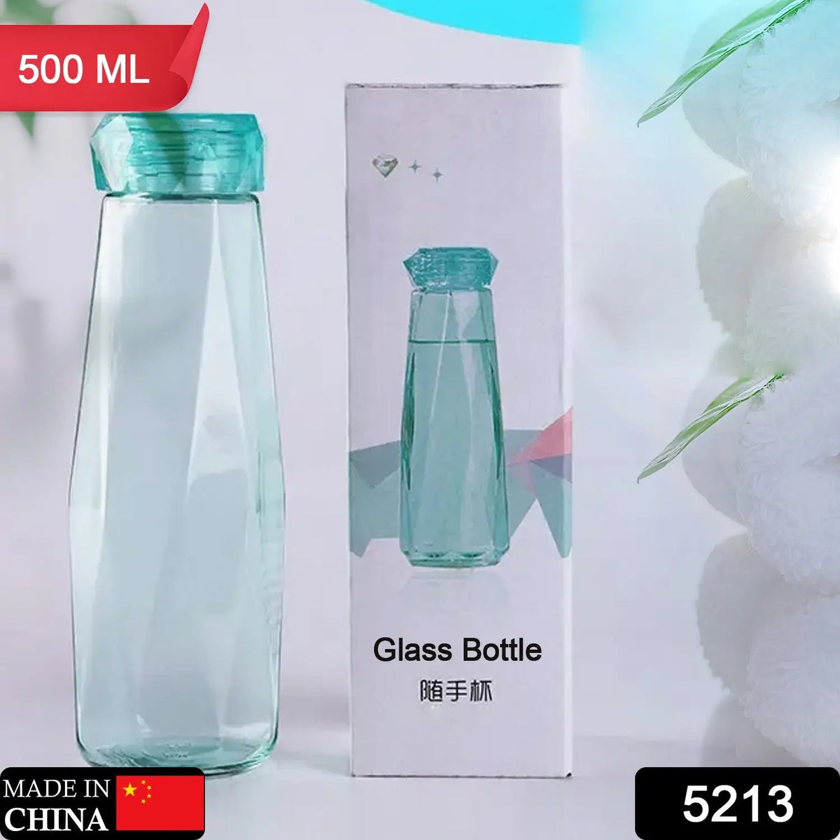 Glass Fridge Water Bottle Plastic Cap With Two Water Glass For Home  Kitchen Use HP DD