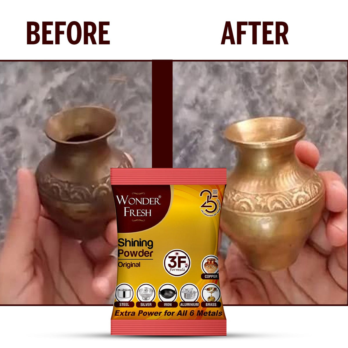 Shining Powder Cleans And Polishes Copper Brass Silver Aluminum Iron And Steel Removes Tarnish And Oxidation (200 Gm) HP DD