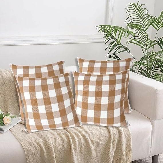 Lushomes Square Cushion Cover, Cotton Sofa Pillow Cover Set of 4, 16x16 Inch (Multicolour) - HalfPe