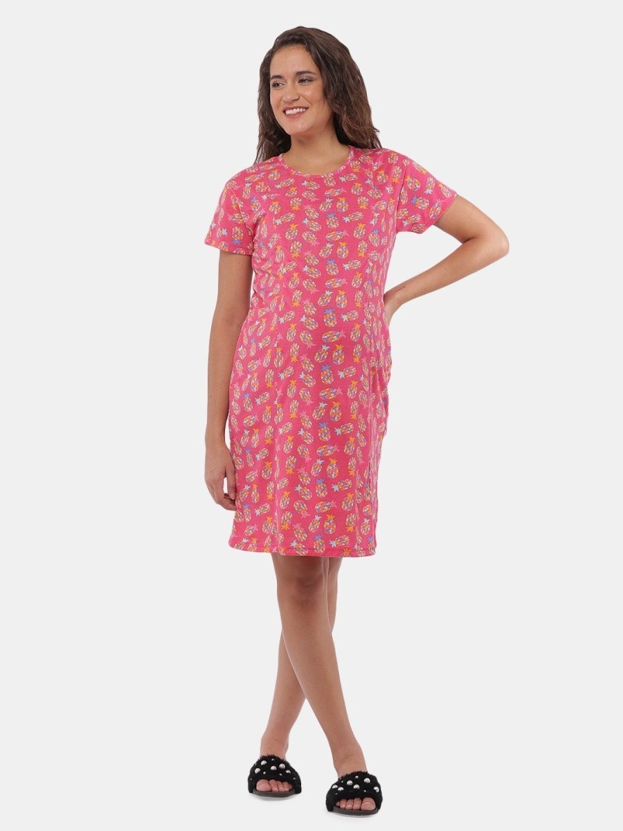 Lookin' Pine Maternity and Nursing T shirt Dress - NW-LKNPN-S