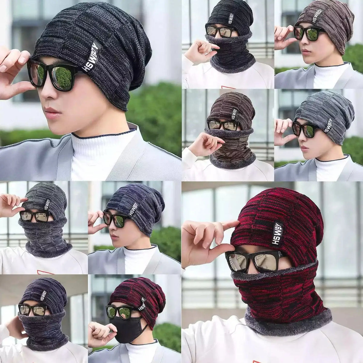Ultra Soft Unisex Woollen Beanie Cap Plus Muffler Scarf HP DD