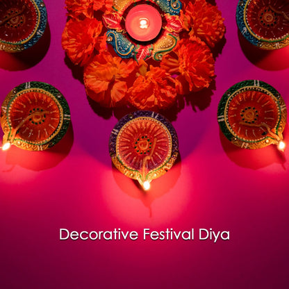 Handmade Decorative Diya Set – 6pcs Traditional Clay Oil Lamps for Diwali, Pooja & Festive Decor