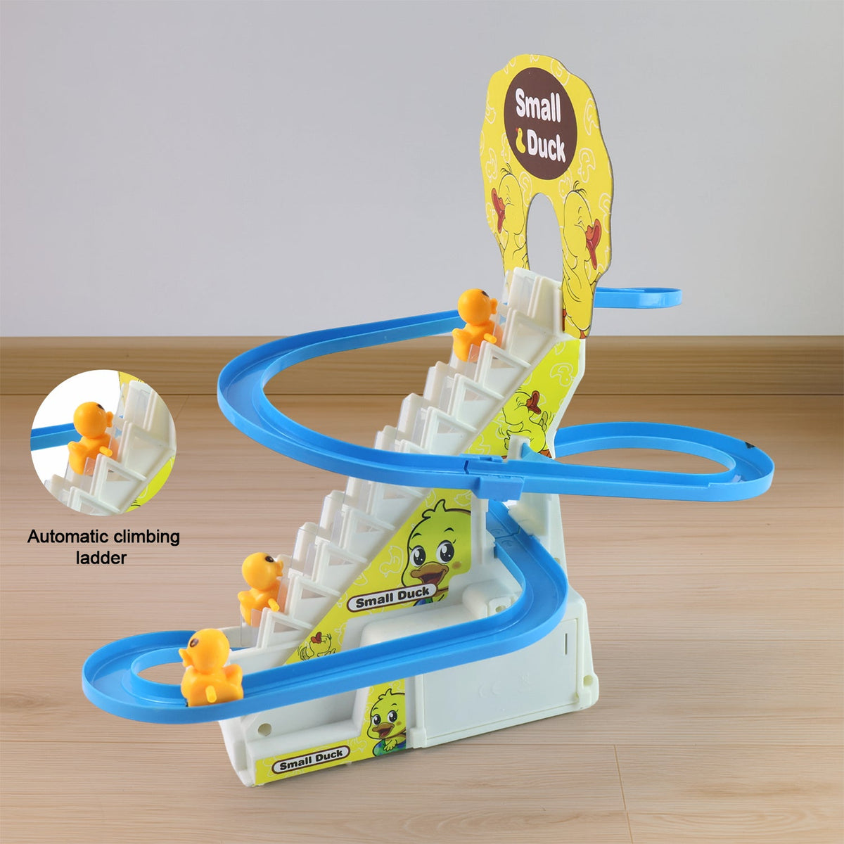 Lala Small Duck Climb Stairs Toy Roller Coaster With Flashing Lights  Music (3 Ducks) HP DD
