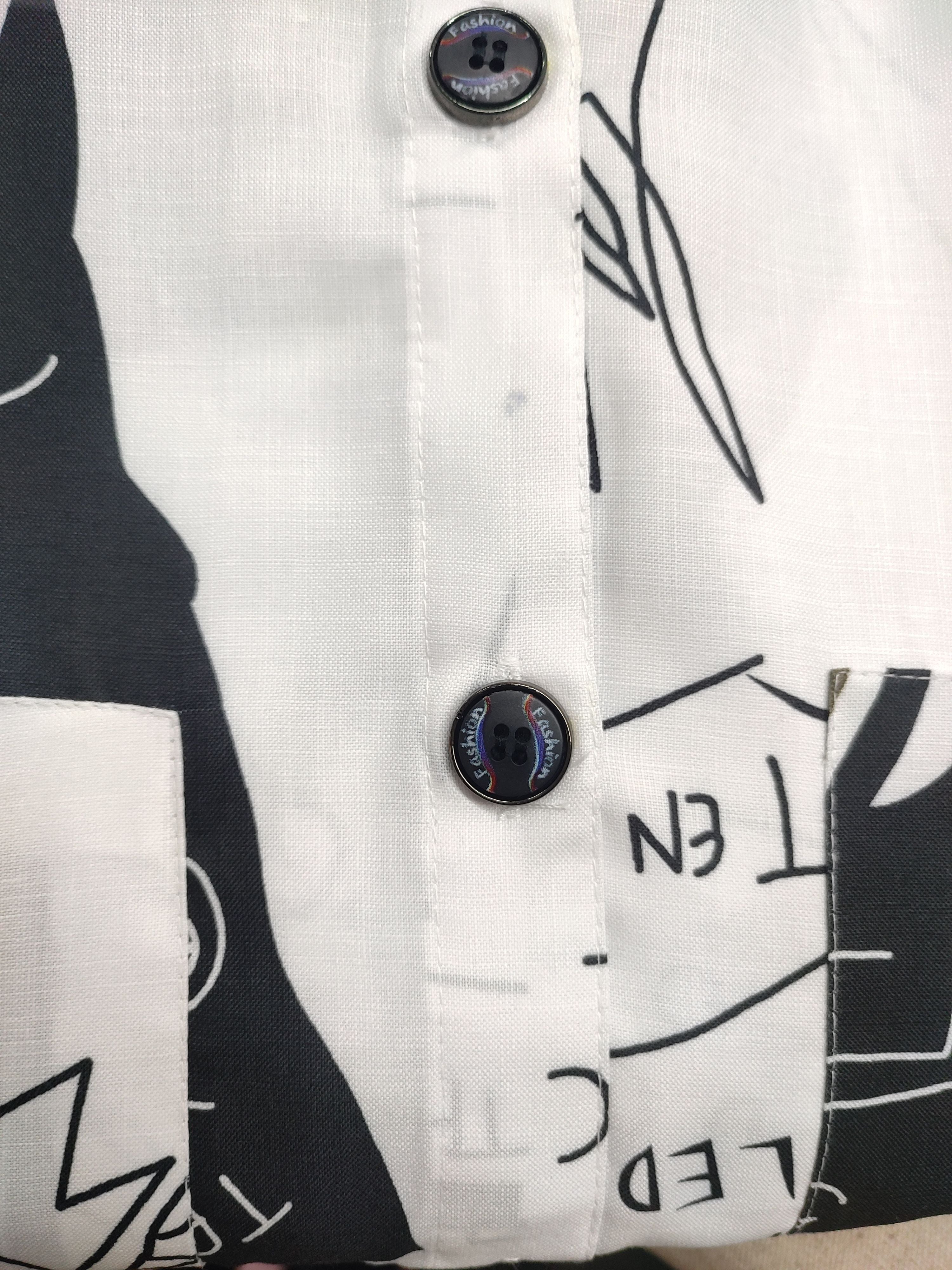 Henshika Men Printed Casual 3/4 Sleeve Shirt – Drop Style – White - View 3
