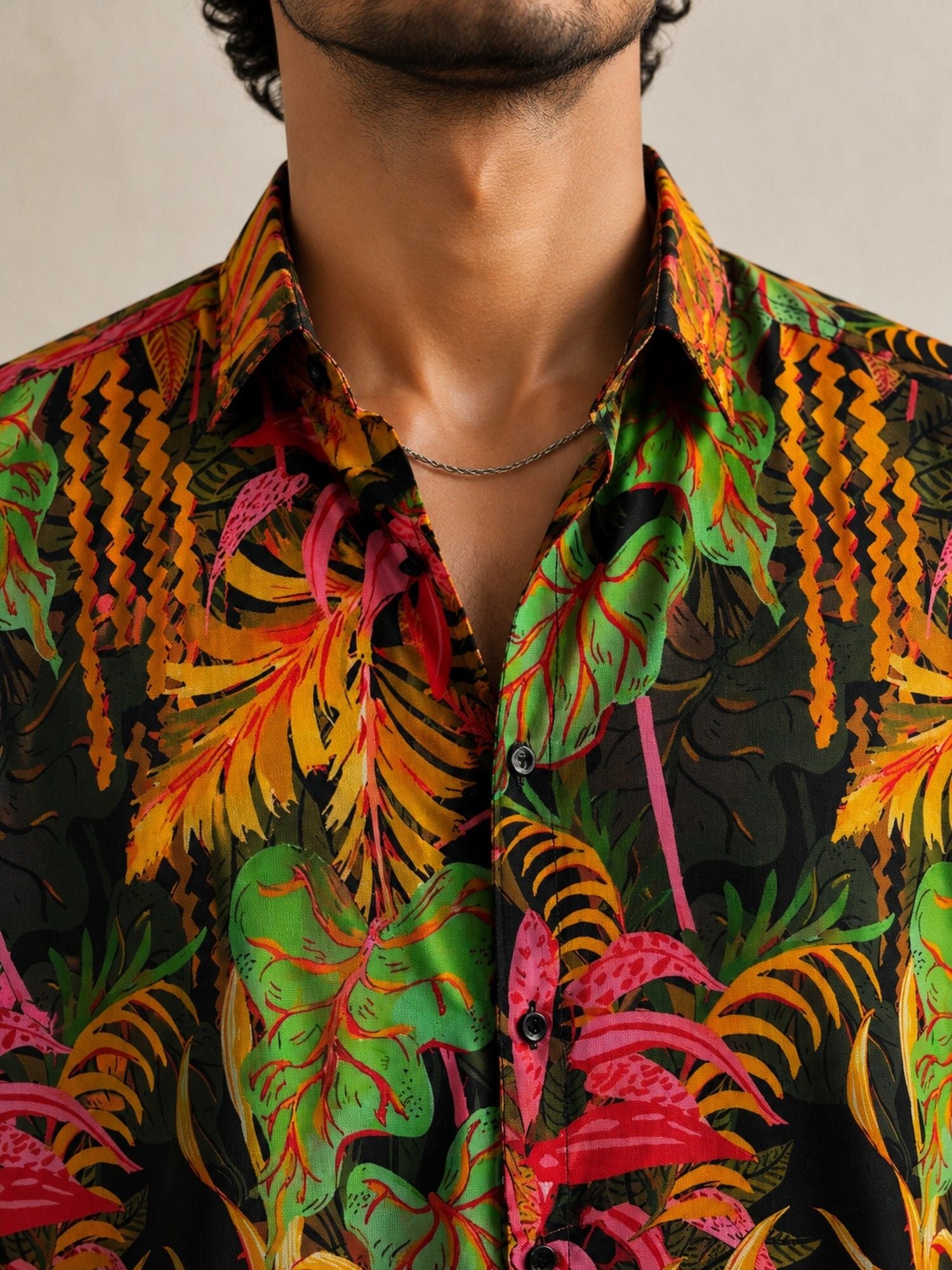 HENSHIKA Men's Casual Half Sleeve Printed Shirt - Relaxed Fit Cotton B