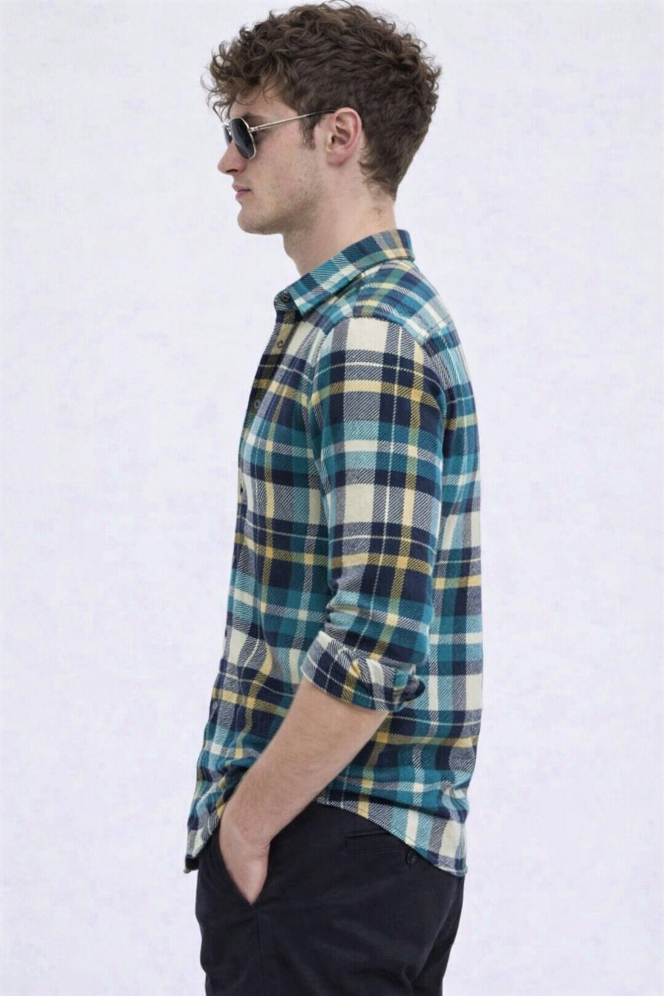 Henshika Men Checkered Casual Full Sleeve Shirt – New Chex – Green - View 3