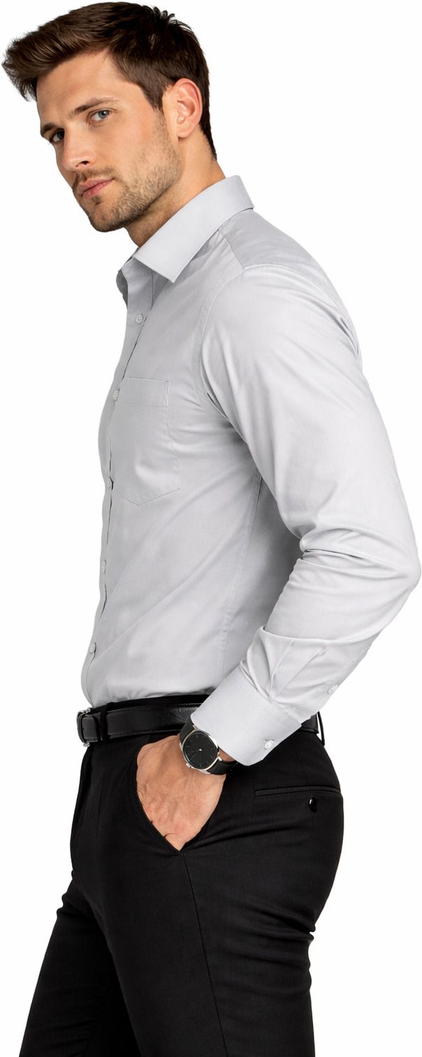 Henshika Men Solid Casual Full Sleeve Shirt – Grey - View 3