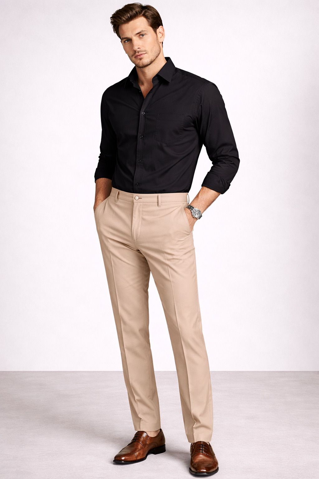 Henshika Men Solid Casual Full Sleeve Shirt – Black - View 6