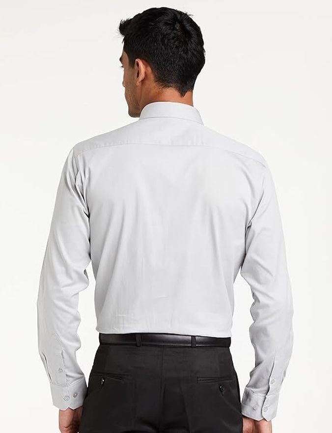 Henshika Men Solid Formal Full Sleeve Shirt – Light Grey - View 2