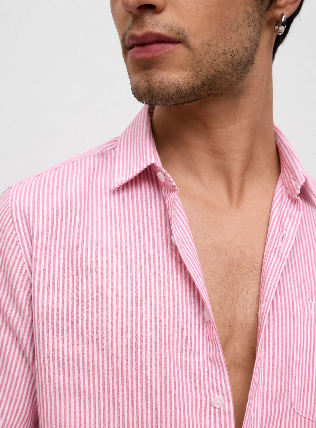 HENSHIKA Pink Striped Shirt - Side View
