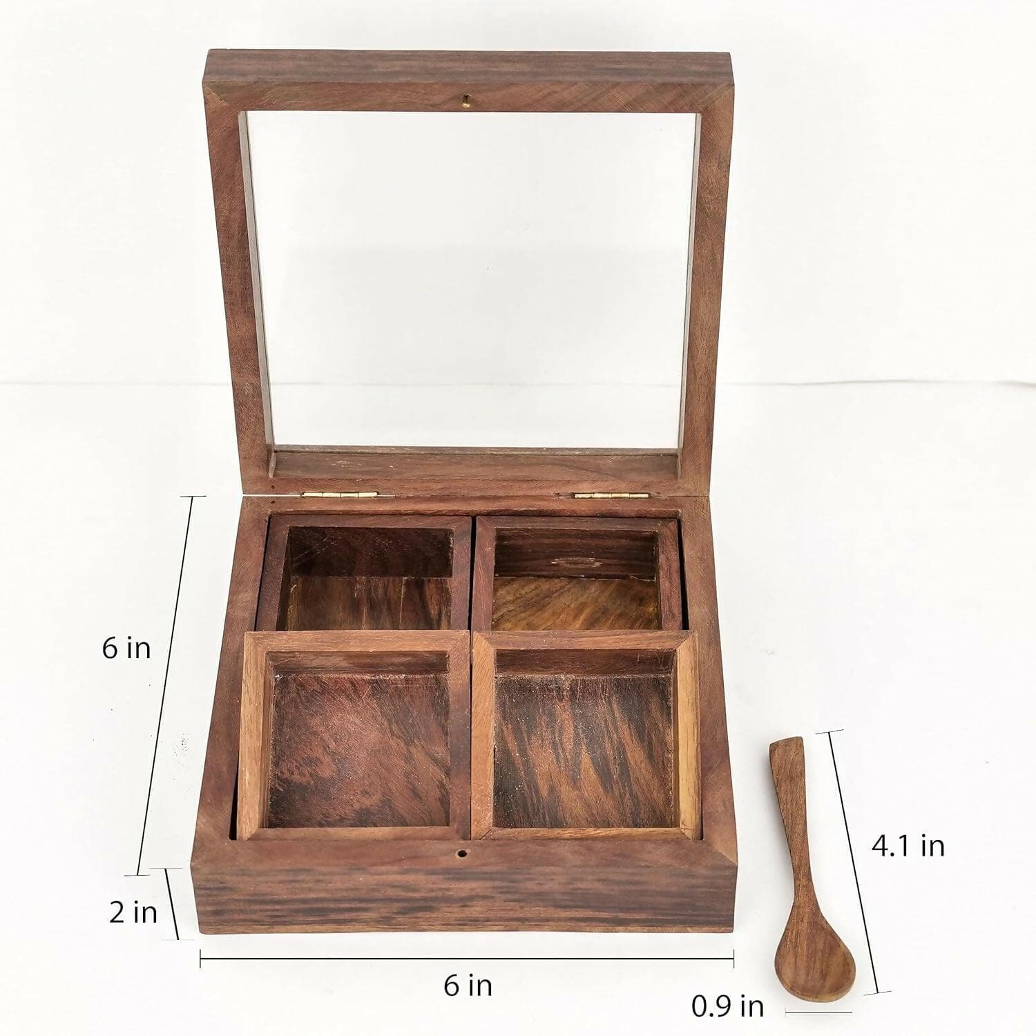 4 Compartments spice box (wooden) - HalfPe