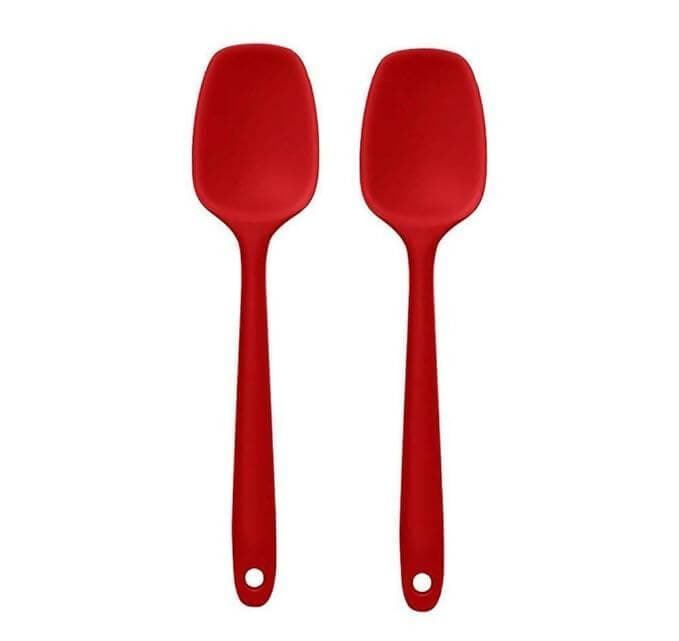 P-plus international silicone non-stick eat resistant kitchen utensil spatula red spoon (pack of 2) - HalfPe