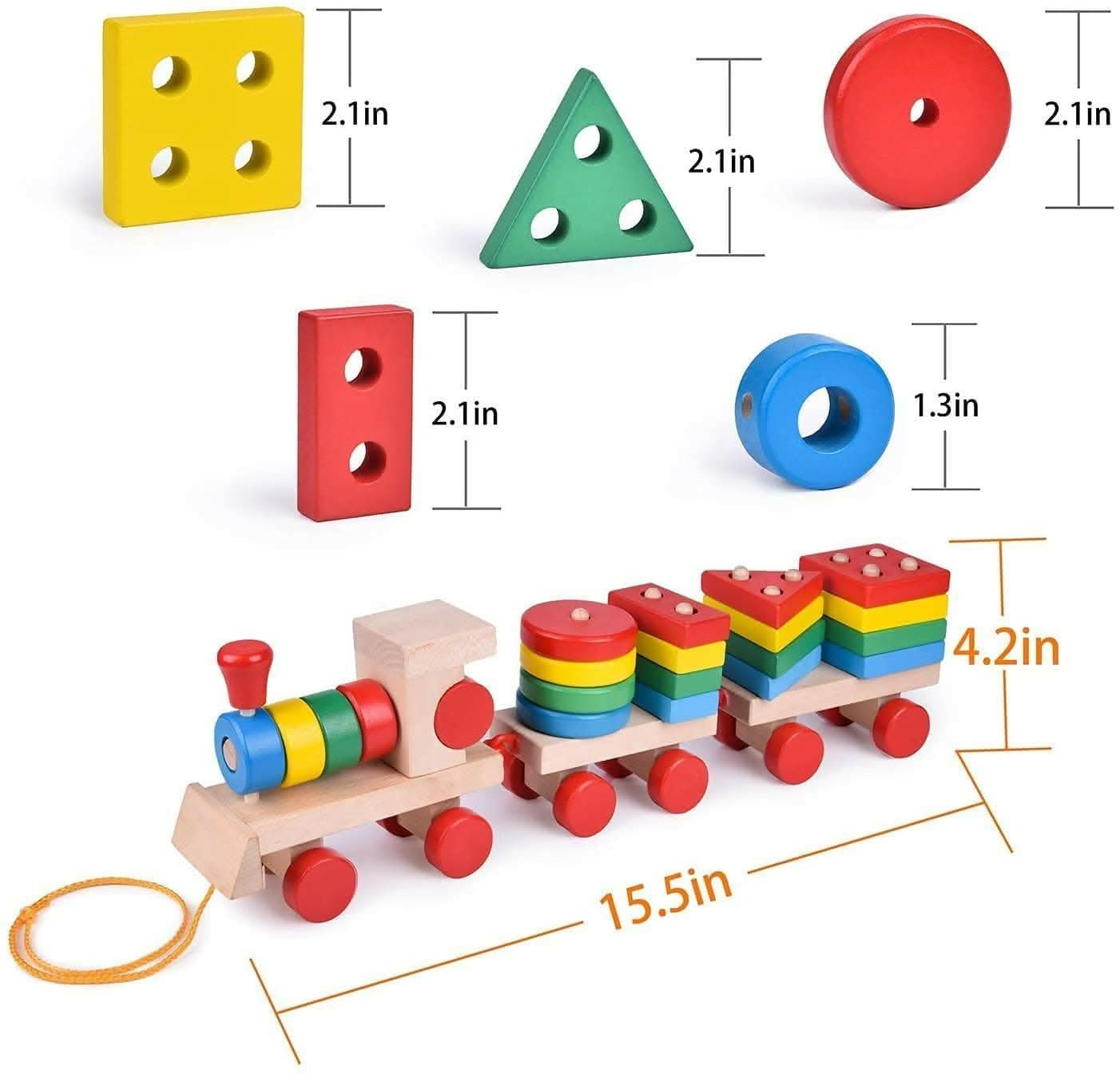 Educational Pull Along Train Set Color Sorting Stacking Toy - HalfPe